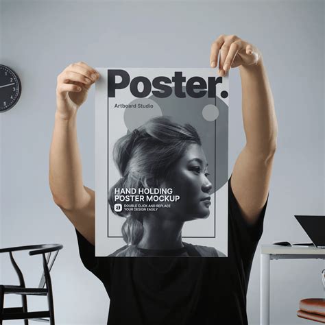 Hand Holding Poster Mockup Template Studio App Online Graphic Design
