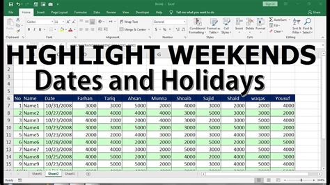 Highlight Weekends In Excel Sheets YouTube