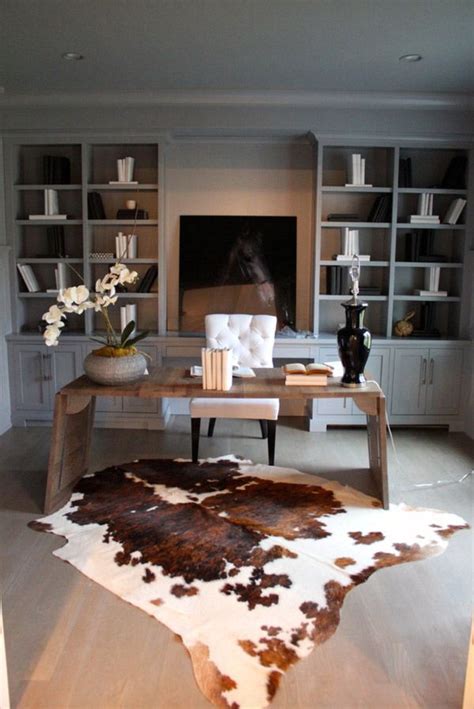 Stunning Office Interiors With Cowhide Rugs Masculine Home Offices