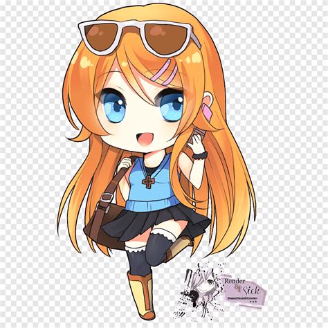 Renders Anime Chibi Female Anime Character With Sunglasses And Bag