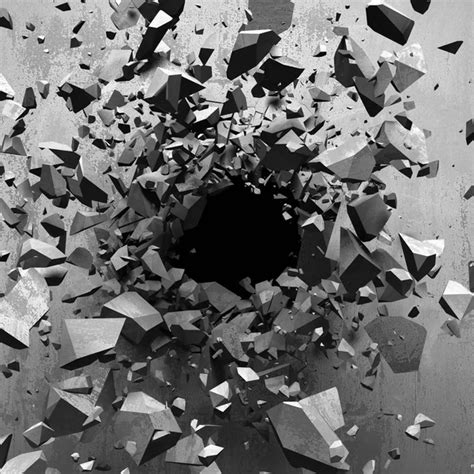 Explosion Hole In Concrete Cracked Wall Stock Image Everypixel