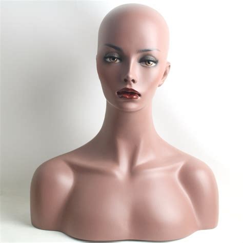 Realistic Dark Female Fiberglass Mannequin Head Bust Sale For Wigs