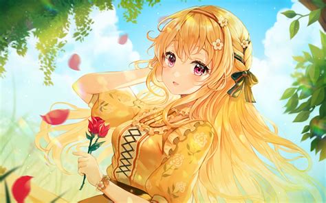Anime Girl Holding A Rose