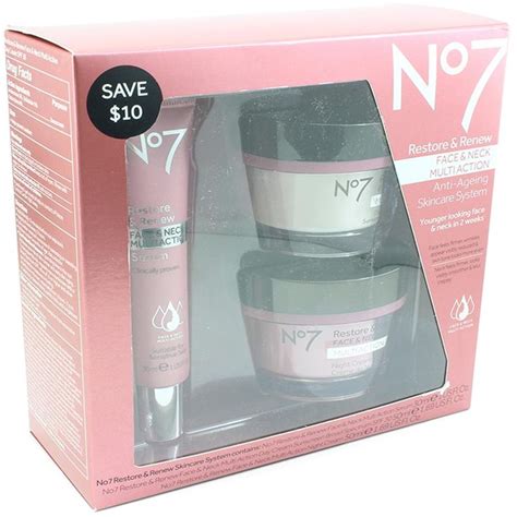 No7 Restore And Renew Face And Neck Multi Action Skincare System Pack Of