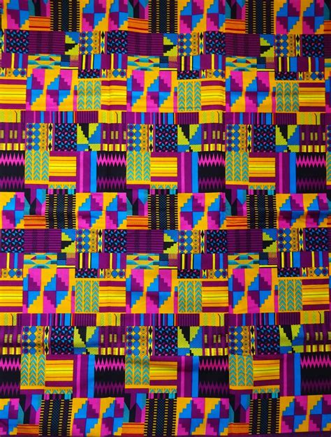 Africa Fabric Pink Purple Kente Print Fabric African Textile Etsy