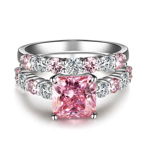 Pink Diamond Wedding Ring Set Wedding