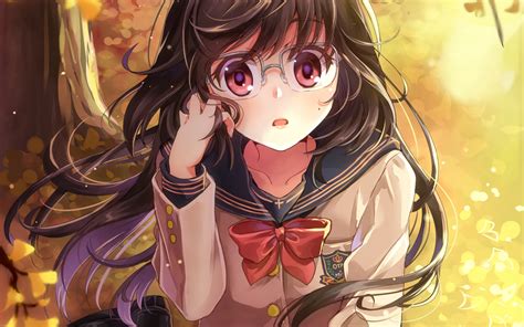 Immagini per ricopiare anime : Download 1680x1050 Anime Girl, Glasses, Meganekko, School ...