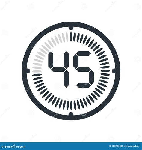 The 45 Minutes Icon Isolated On White Background Clock And Watch
