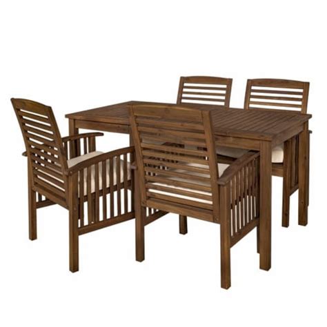 Acacia Wood Simple Patio 5 Piece Dining Set Dark Brown 1 Smiths