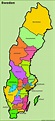 Administrative divisions map of Sweden