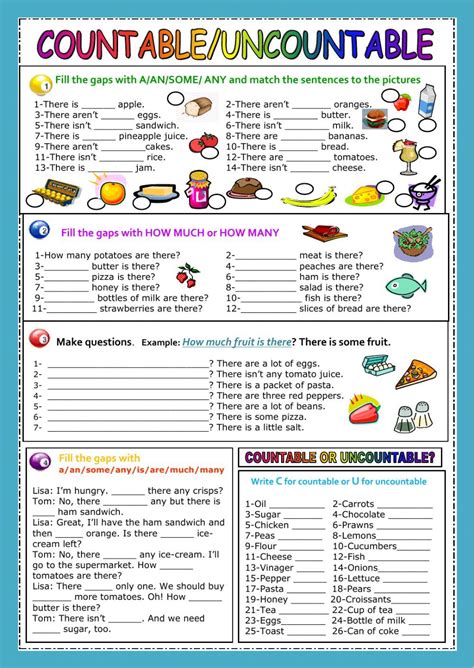 Countable Uncountable Nouns Interactive Worksheet English Grammar