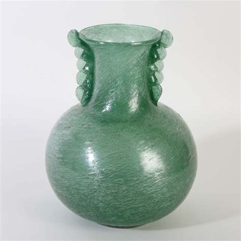 Murano Glass Vase Pulegoso Green With Label Approx 1935 Extreme Rare And Beautiful Discover