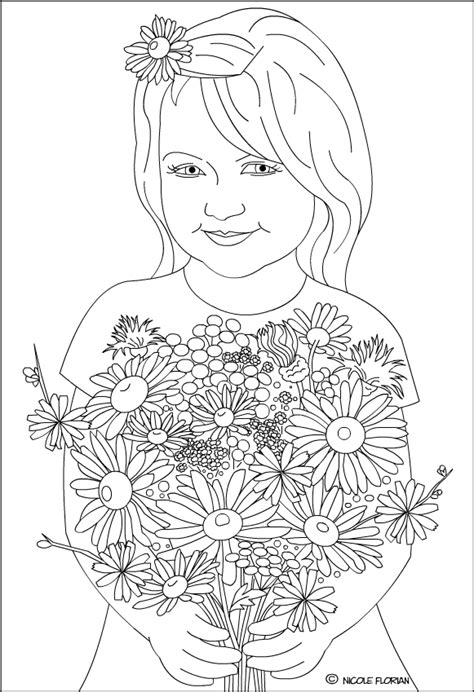 Nicole S Free Coloring Pages Wildflowers For A Happy Day Coloring Page Fetita Cu Flori De