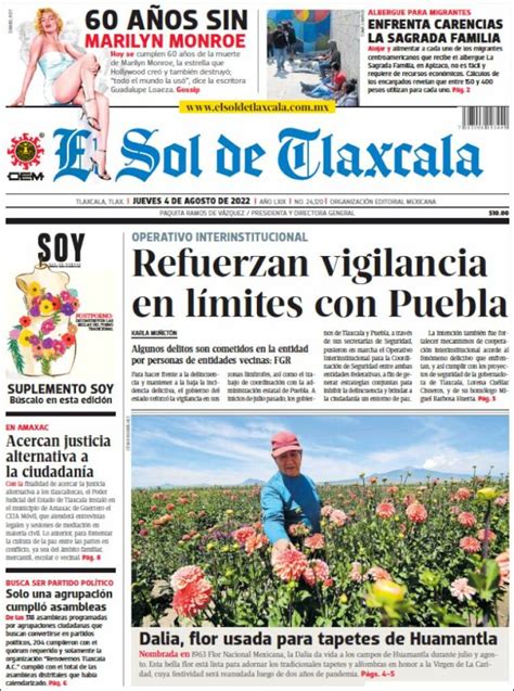 Periódico El Sol De Tlaxcala México Periódicos De México Edición De