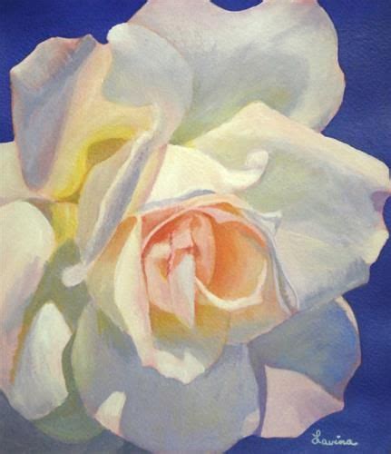 Daily Paintworks Rose With Blue Background Original Fine Art For