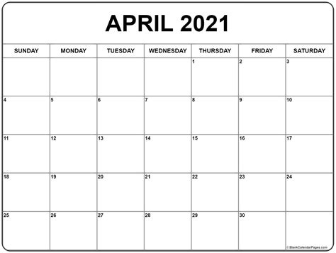April Printable Calendar 2021 Free Printable Calendar Monthly