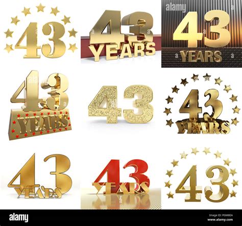 Conjunto De Número Cuarenta Y Tres Años 43 Años Celebración De Diseño