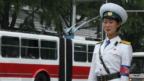 North Korea Dprk Pyongyang Traffic Girl Summer Uniform Youtube