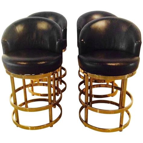 I like these counter stools. Brass Swivel Counter Bar Stools Vintage Set 4 Kitchen ...
