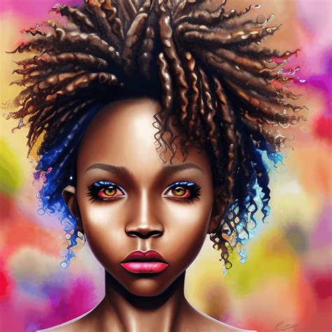 African American Girl With Curly Locs · Creative Fabrica