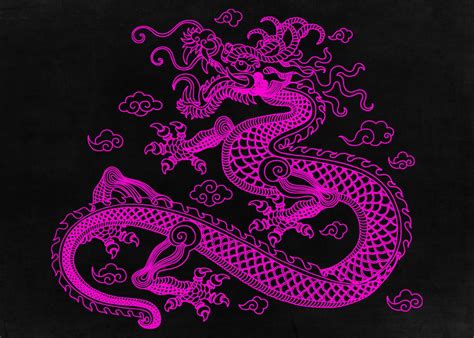 Pink Chinese Dragon Poster By John Marinakis Displate