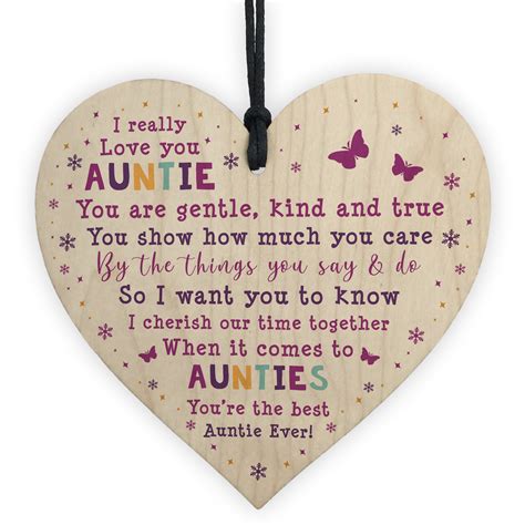 Best Auntie Ever Plaque Wood Heart Auntie Birthday Christmas Gift Thank