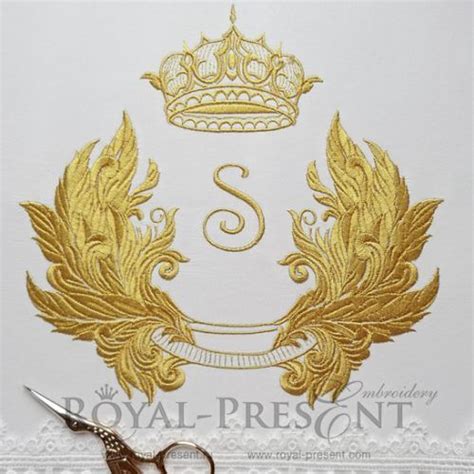 Fantastic Monogram Frame With Crown Machine Embroidery Design Etsy