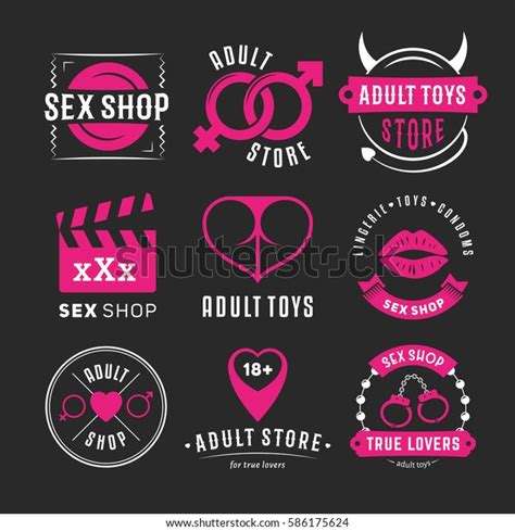 Adult Sex Shop Logos Erotic Shop Stock Vector Royalty Free 586175624
