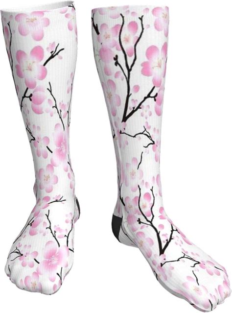 Cherry Blossom Knee High Graduated Compression Socks For Unisex Nursing Running And Fitness At