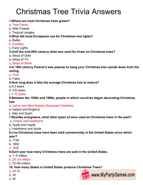 Free Printable Christmas Trivia Games With Answers