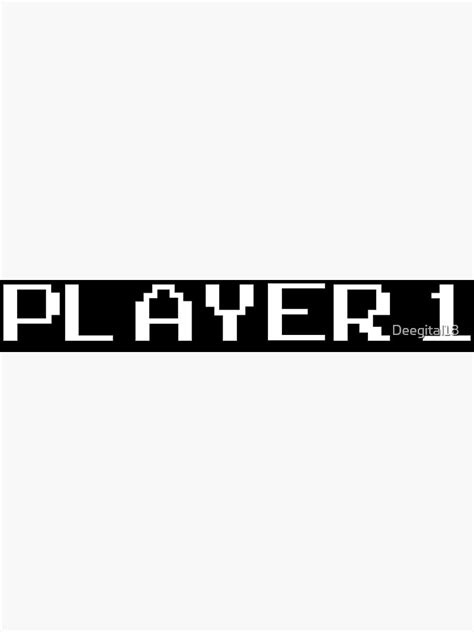 Player 1 Gamer Design First Player Retro Arcade Typography Block