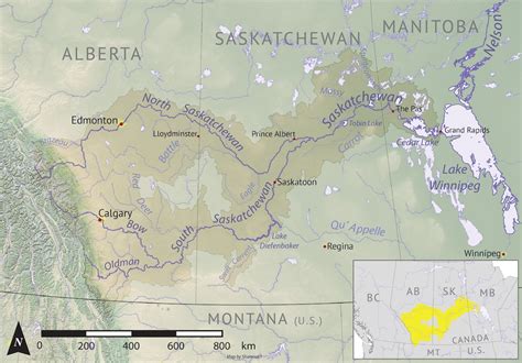 Canada Saskatchewan River Basin Map