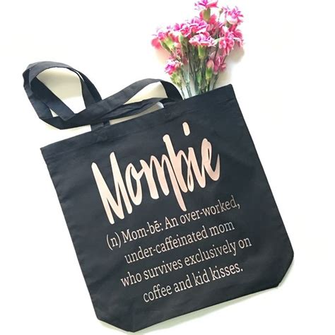 Mombie Personalized Cotton Tote Bag Mom T Ideas Mom Totes By Pretty Party Favors 700 Usd