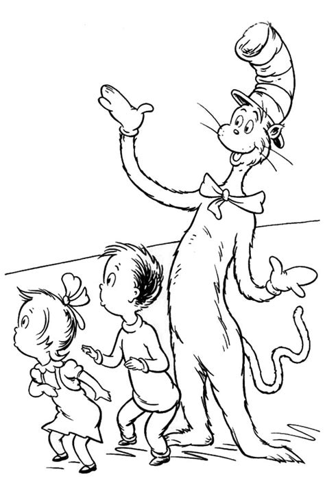 Dr Seuss The Cat In The Hat Surprise Sally And Her Brother Coloring