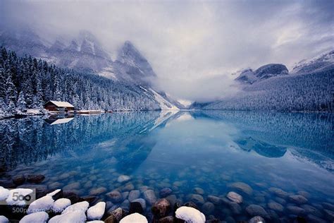 An Early Morning Shoot At Lake Louise After A Light Snowfall In