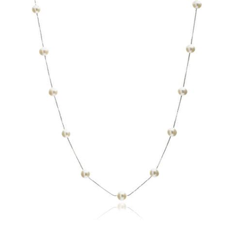Gratia Sterling Silver Chain Necklace With Cultured Freshwater Pearls Pearls Of The Orient Online