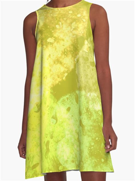 Yellow And Green Abstract A Line Dress By Christy Leigh A Line Dress Dresses Woven Dress