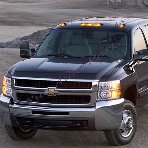 3pc Smoke Cab Roof Running Amber Led Lights For 02 07 Chevy Silverado