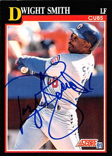 Dwight Smith Autographed Baseball Card Chicago Cubs 1991 Score 301