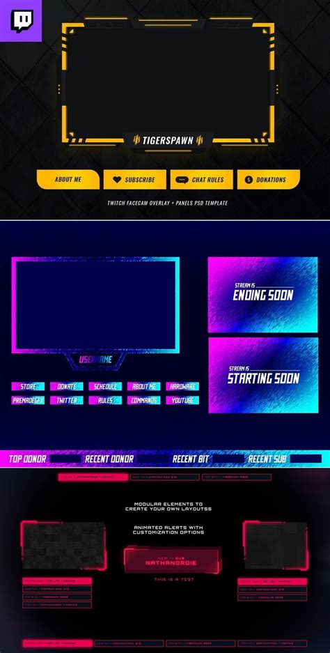 Twitch Overlays Banner Brand Identity Custom Youtube Backgrounds