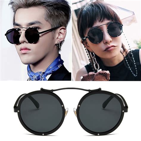 2017 korean retro vintage round sunglasses black sunglasses 8536 sun glasses with case for women