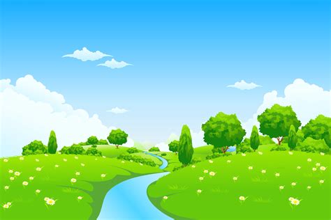 Cartoon Green Hillside Road Cartoon Verde Hillside Im