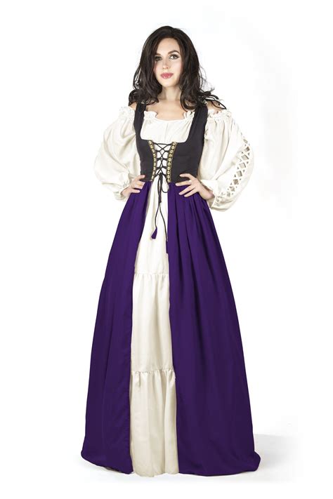 Renaissance Pirate Wench Irish Costume Two Toned Over Dress And Gaelic Chemise Irish Costumes