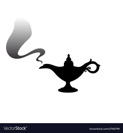 Magical Tale Genie Lamp Silhouette Royalty Free Vector Image