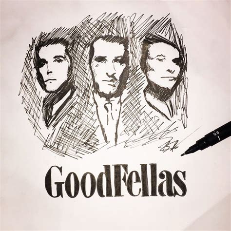 A Drawing Of Three Men In Suits With The Words Goodfellas Written Below