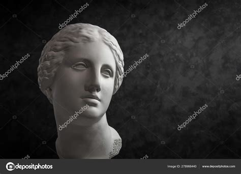 Gypsum Copy Of Ancient Statue Venus Head On A Dark Textured Background