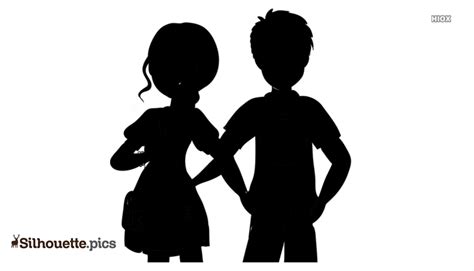 Create Twin Boy And Girl Cartoon Character Silhouette Silhouettepics