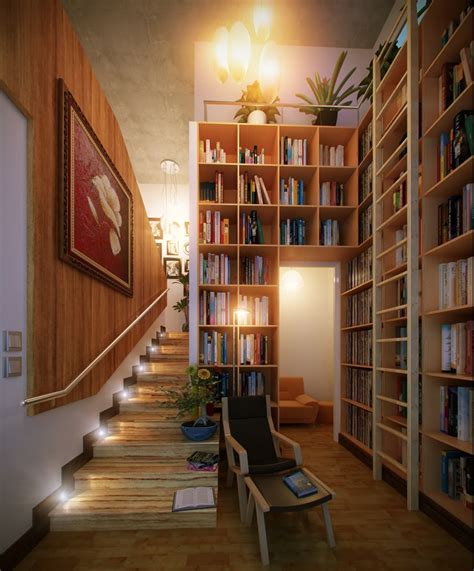 16 Stair Led Home Library Interior Design Ideas