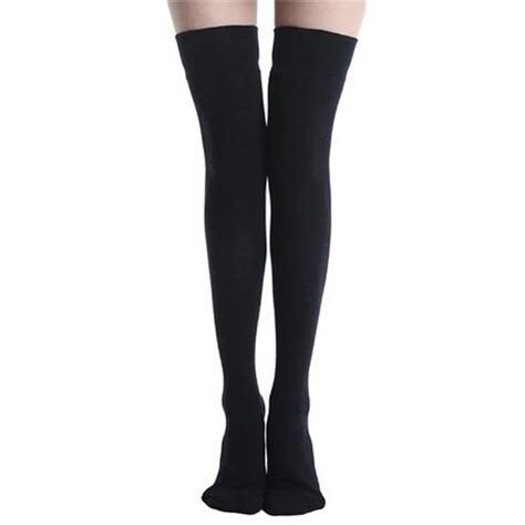 fashion girls warm cotton high sexy over knee thigh long stockings over knee solid black white