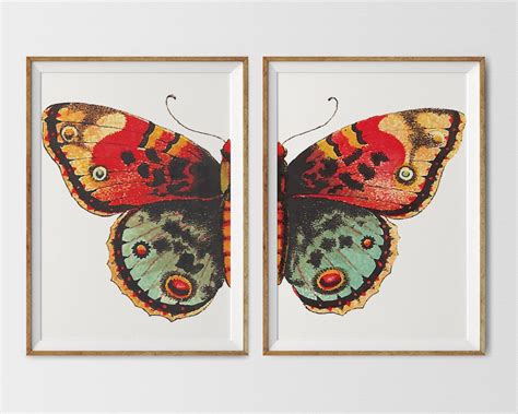 Colorful Butterfly Print Wall Art Set Of 2 Butterfly Prints Etsy